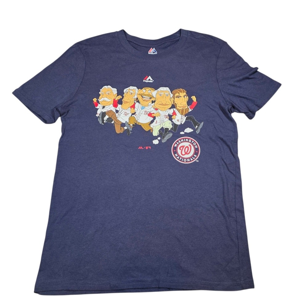 Majestic Washington Nationals Presidents Navy‎ Blue Kids T-Shirt MLB L 14/16 NWT